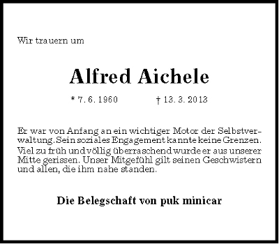 Die Belegschaft von puk minicar trauert um Alfred Aichele